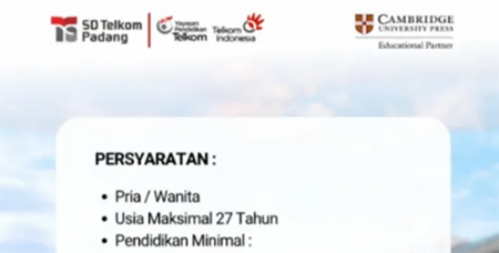 SD Telkom Padang Buka Lowongan Guru Seni Budaya dan Prakarya, Ini Syaratnya!