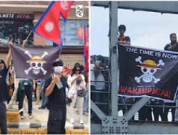 Simbol Bajak Laut One Piece Berkibar di Tengah Massa Nepal