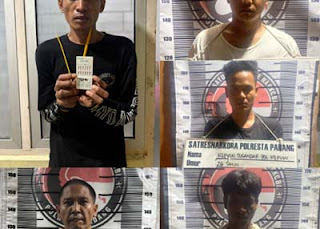 Satresnarkoba Polresta Padang berhasil menangkap lima pelaku