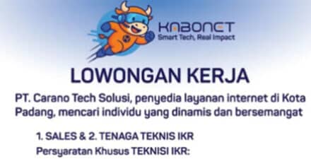 Dibuka! Lowongan Kerja PT. Carano Tech Solusi untuk Penempatan Kota Padang.