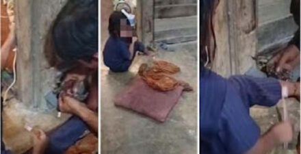 Tangkap layar anak dirantai orang tuanya di Mesuji