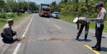 Polisi olah TKP kecelakaan maut di Jalan Trans Luwuk-Toili