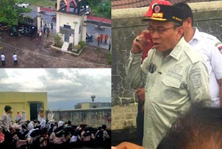 Wakil Walikota Maigus Nasir memantau di atas gedung sekolah SMPN 25 Padang