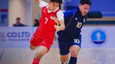 Suasana laga Timnas Futsal Indonesia U-16 vs Thailand U-16.