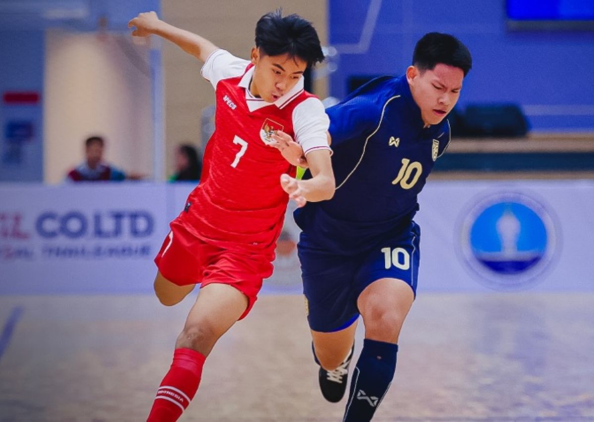 Suasana laga Timnas Futsal Indonesia U-16 vs Thailand U-16.
