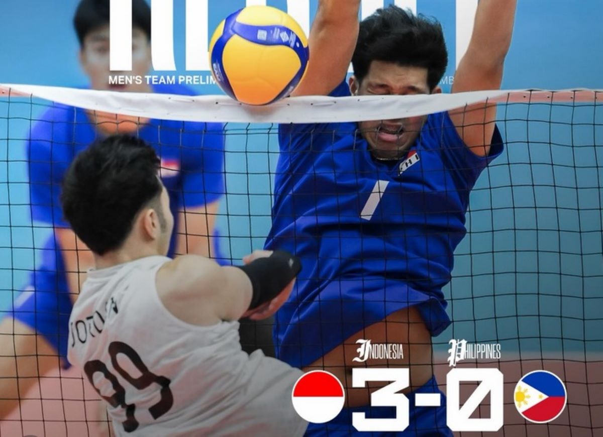 Suasana laga Timnas Voli Putra Indonesia vs Filipina di SEA Games 2025.