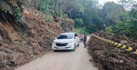Kendaraan roda empat sedang melewati ruas jalan Kelok 44