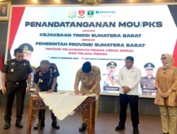 Pemprov dan Kajati Sumbar Tandatangani MoU Pelaksanaan Kerja Sosial Bagi Pelaku Tindak Pidana