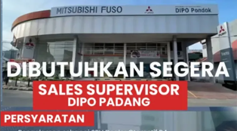 Dipo Padang Sedang Mencari Sales Supervisor! Dapatkan Gaji Pokok, Bonus, dan Pelatihan Khusus.