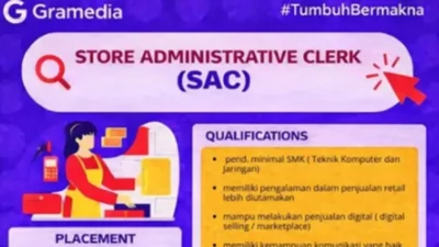 Gramedia Padang Buka Lowongan Store Administrative Clerk, Simak Syaratnya!