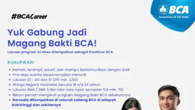 PT Bank Central Asia Tbk Buka Lowongan Frontliner, Kesempatan Karier untuk Lulusan SMA hingga S1
