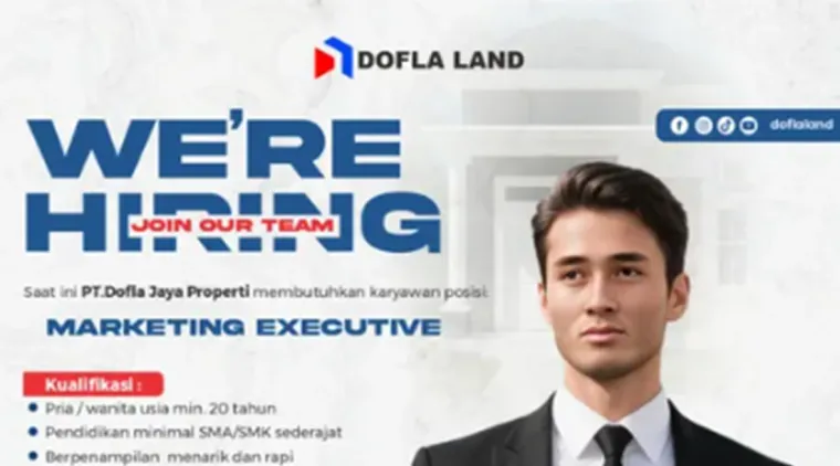Dofla Land Mencari Marketing Executive yang Berorientasi Target - Daftarkan Dirimu Sekarang!