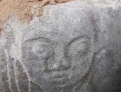 Diduga Batu Megalitikum Berpahat Wajah Manusia Ditemukan di Area Tambang Emas Dongi-Dongi