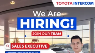 Toyota Intercom Buka Lowongan Sales Executive, Ini Syarat dan Cara Daftarnya.