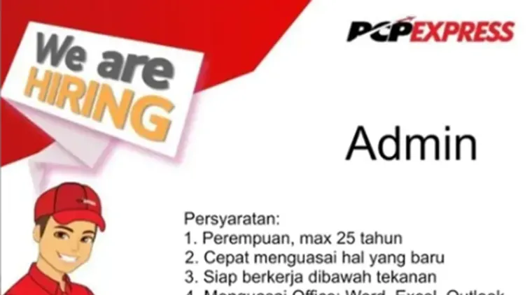 Lowongan Kerja PCP Express Padang, Dibutuhkan Admin hingga 31 Maret 2026.