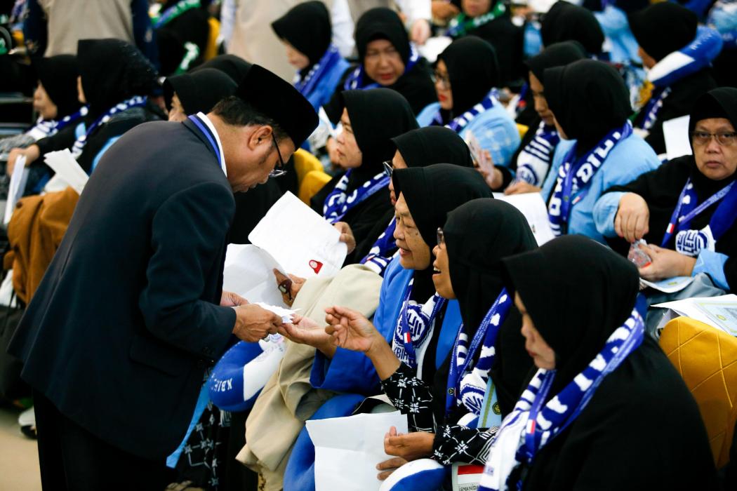 Calon jemaah haji sebelum diberangkatkan ke Tanah Suci.