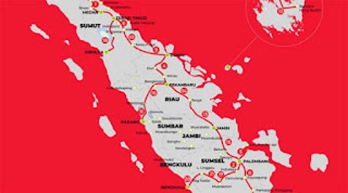 Peta Jalur Jalan Tol Trans Sumatera.