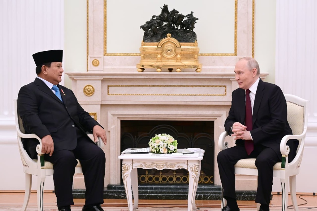 Presiden Prabowo Subianto dan Presiden Rusia Vladimir Putin.