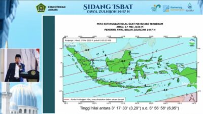 Anggota Tim Hisab Rukyat Kementerian Agama (Kemenag), Cecep Nurwendaya menyampaikan data hisab.