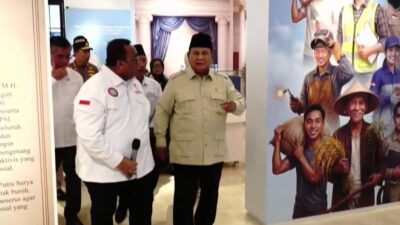Presiden Prabowo Subianto saat meresmikan Museum Ibu Marsinah dan Rumah Singgah di Nganjuk, Jawa Timur, Sabtu (16/5/2026).