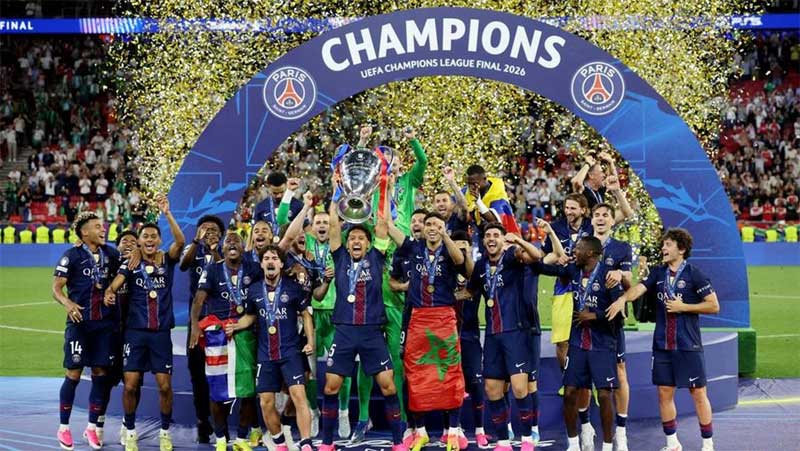PSG juara Liga Champions setelah menang adu finalti dengan Arsenal, Sabtu (30/5/2026).
