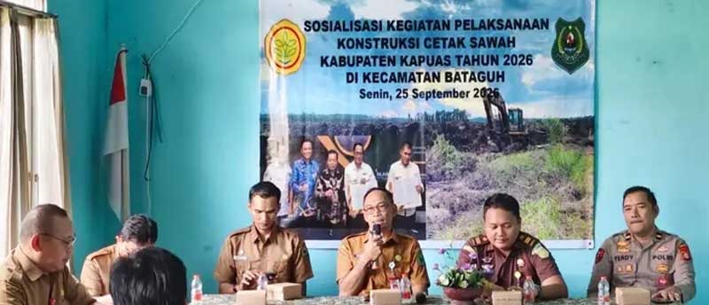 Bataguh Jadi Lokasi Terluas, Pemkab Kapuas Mulai Gerakkan Program Cetak Sawah 2026