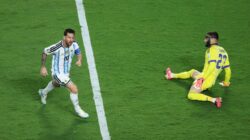 Erling Haaland bereaksi atas hattrick Lionel Messi di matchday 1 Piala Dunia 2026.