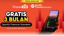 Para anggota Shopee VIP kini bisa menikmati layanan Spotify Premium Standard secara gratis selama 3 bulan.