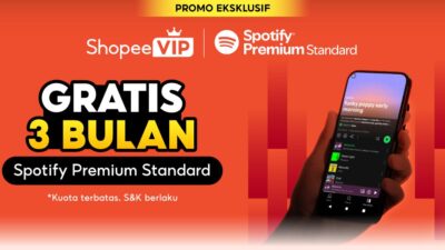 Para anggota Shopee VIP kini bisa menikmati layanan Spotify Premium Standard secara gratis selama 3 bulan.