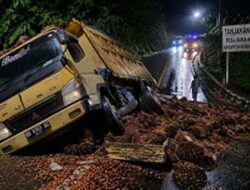 Truk Sawit Kecelakaan di Tanjakan Peles Bengkulu Utara, Diduga As Roda Patah