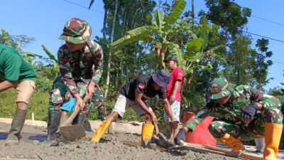 Semangat Gotong Royong Pembangunan Jalan TMMD Reguler ke-129