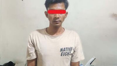 Tersangka pelaku pencurian material bangunan.