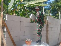 Satgas TMMD Gunakan Mortar dalam Pembangunan Desa