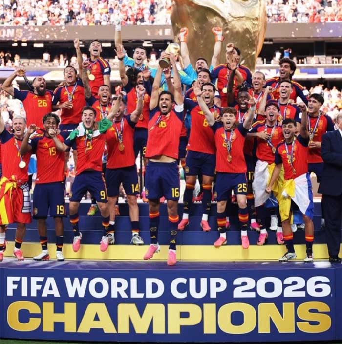 Spanyol juara piala dunia setelah menyingkirkan Argentina di final, Senin (20/7/2026) dinihari.
