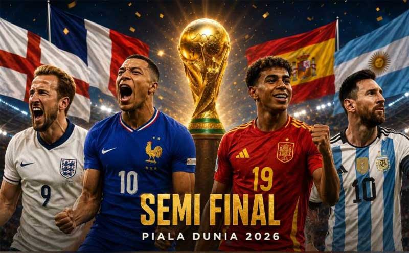 Semifinal Piala Dunia 2026 empat raksasa, Prancis, Spanyol, Inggris dan Argentina saling jegal.