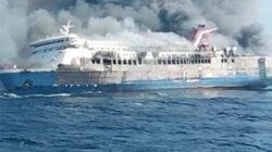 KM Mutiara Sentosa 2 kebakaran di perairan Sumenep, Madura.