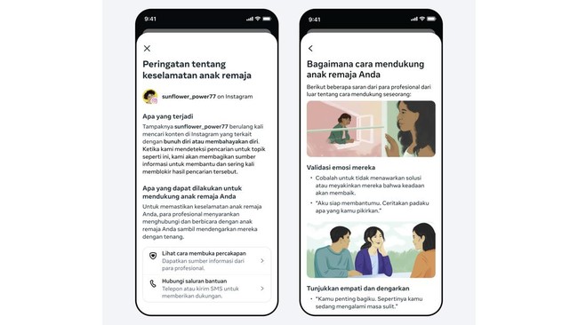 Instagram memperkenalkan notifikasi untuk orang tua saat remaja mencari konten berbahaya.