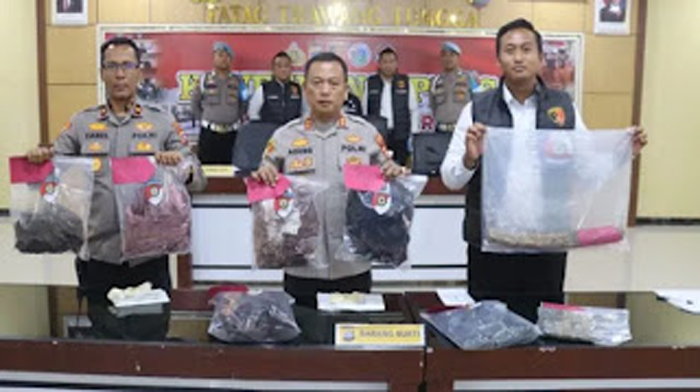 Kapolres Pasbar, AKBP Agung Tribawanto, menunjukkan barang bukti.