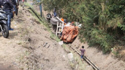Truk trailer bermuatan 20 ton kapas jatuh ke jurang