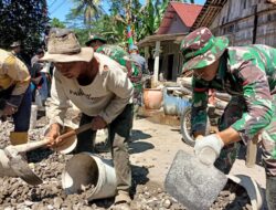 Sinergi TNI dan Masyarakat Percepat Penyelesaian Jalan Cor Program TMMD