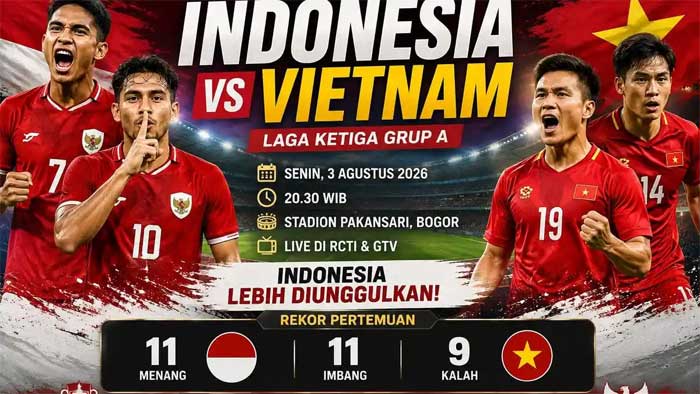 Timnas Indonesia vs Vietnam, Senin (3/8/2026) malam. (bangkapost.com)
