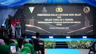 Kapolri Jenderal Listyo Sigit Prabowo dalam Peresmian Balai Latihan Seni Silat sekaligus Milad ke-3 Pesanggrahan Tjimande Banten Indonesia (PTBI), Jumat (18/9/2026).