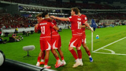 Selebrasi pemain Timnas Indonesia usai lesatkan gol ke gawang Singapura di FIFA ASEAN Cup 2026.