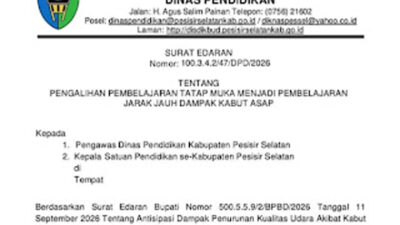 Kabut Asap, Pessel Terapkan PJJ 16–17 Oktober