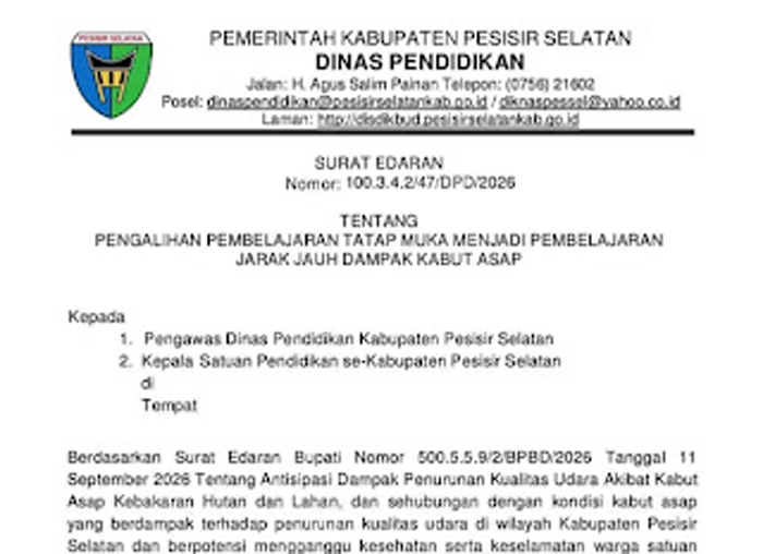 PJJ Diterapkan di Seluruh Pessel.